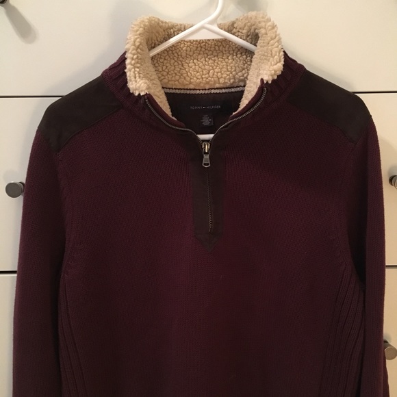 Tommy Hilfiger Mens Quarter Zip Red Pullover Sz S - Picture 2 of 8